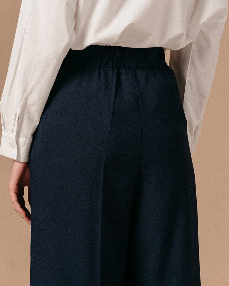 Grace & Mila Wide Leg Pleat Trousers - Marine