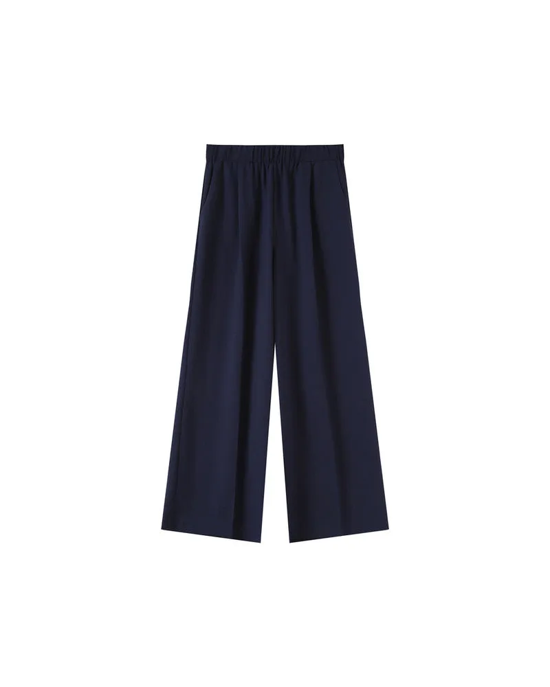 Grace & Mila Wide Leg Pleat Trousers - Marine