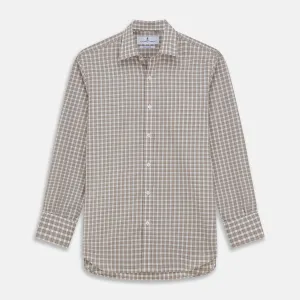 Grey and Peach Multi Check Cashmerello Weekend Fit Finch Shirt