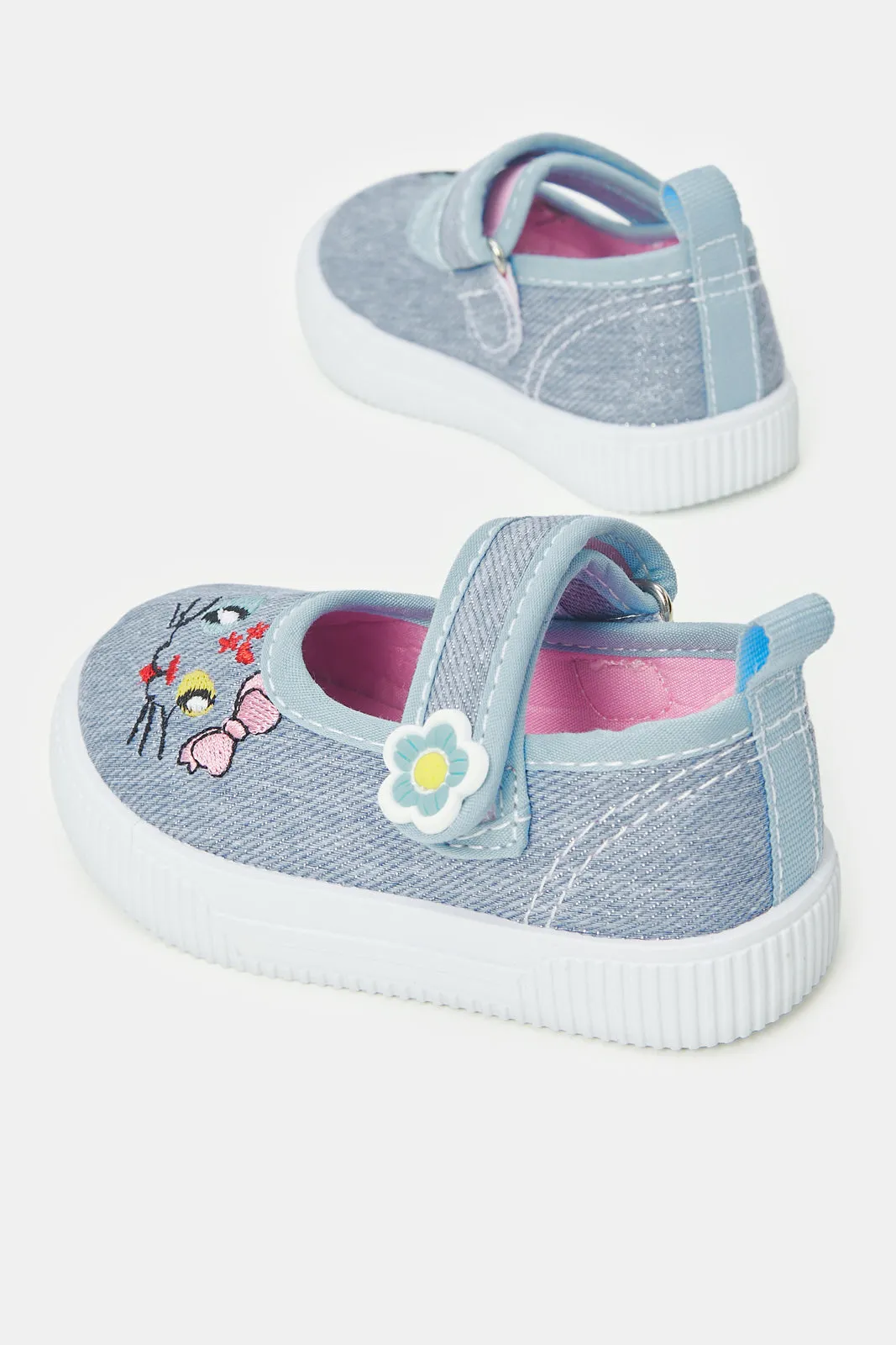 Infant Girls Blue Denim Velcro Pump