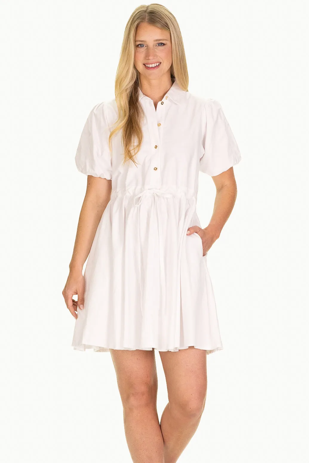 Kara Dress in White Oxford