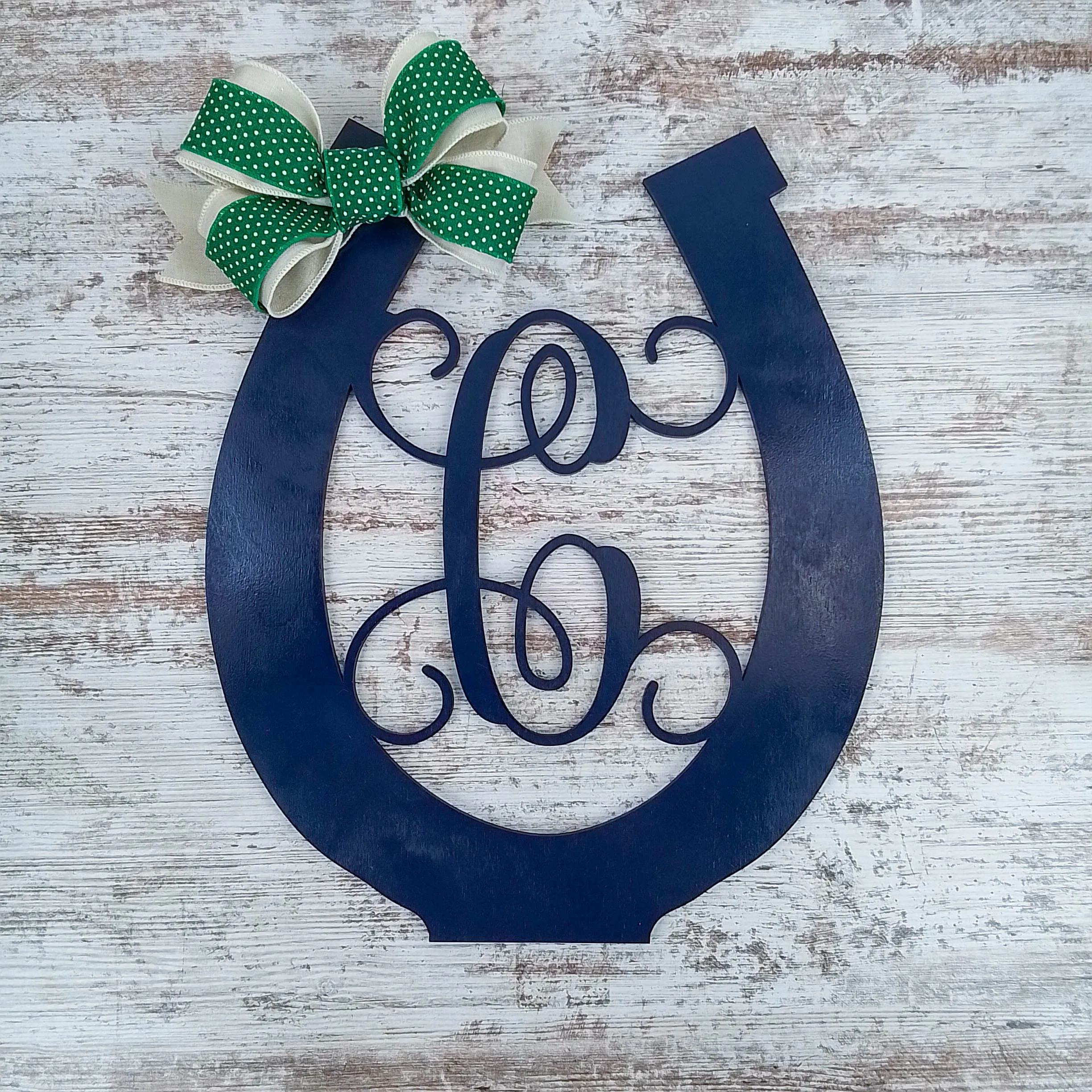 Kentucky Derby Door Hanger, Personalized Horseshoe Monogram