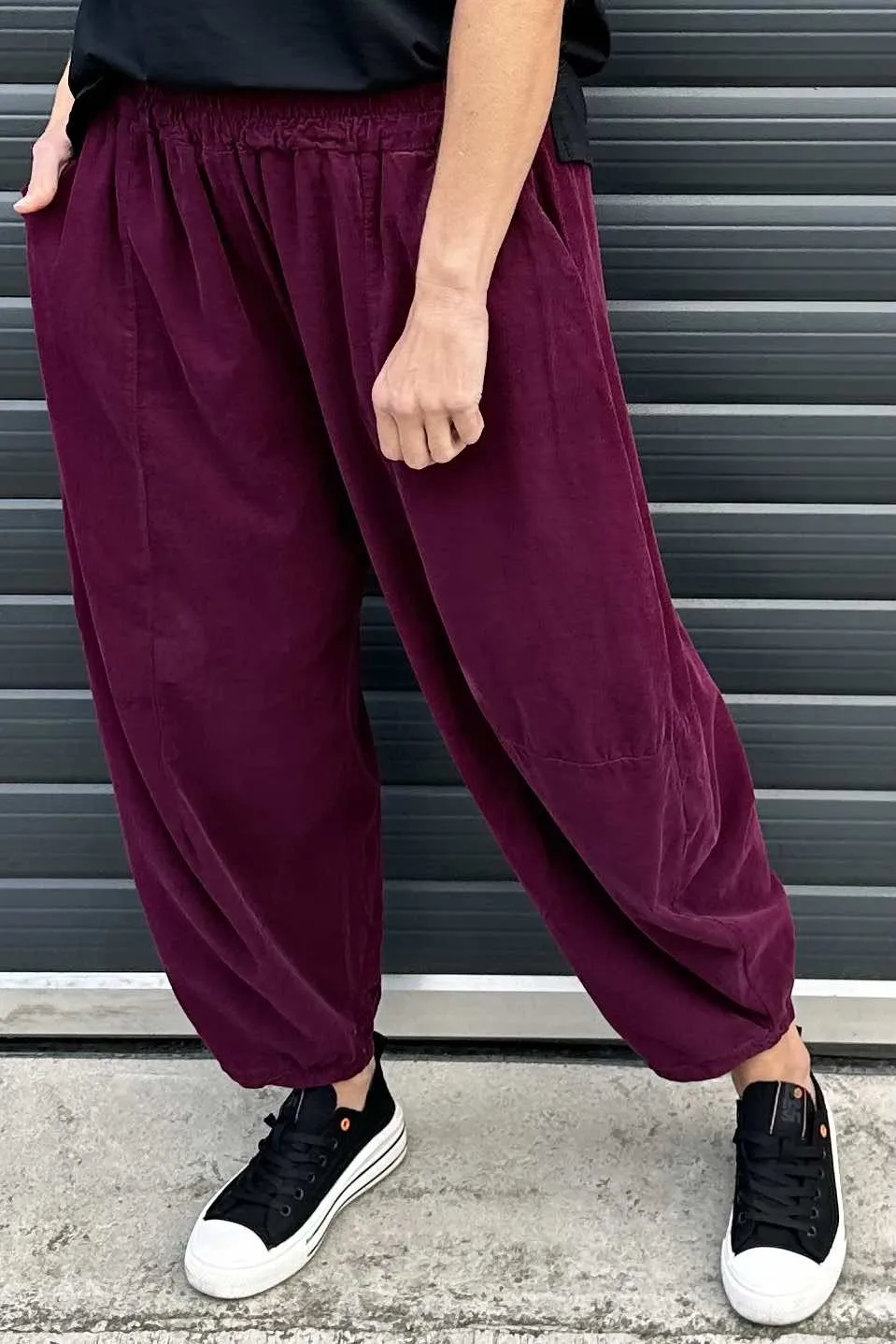 Kimberly Needlecord Trousers Burgundy