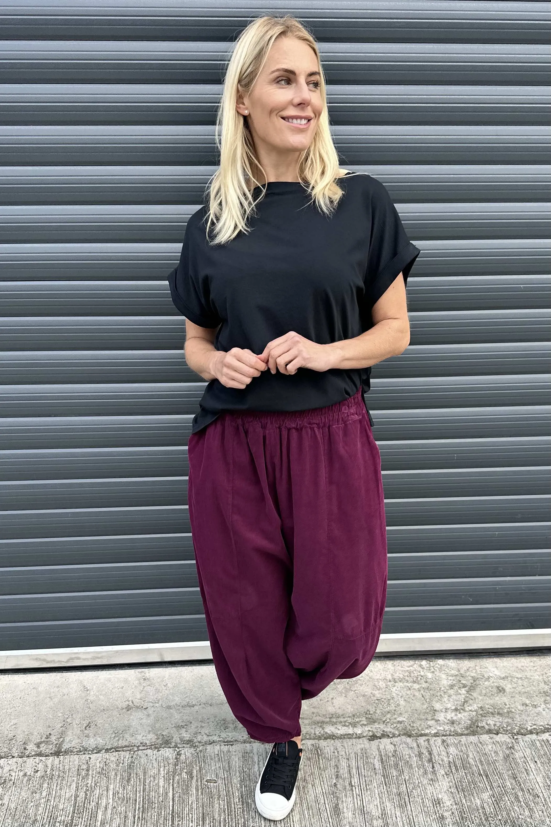 Kimberly Needlecord Trousers Burgundy