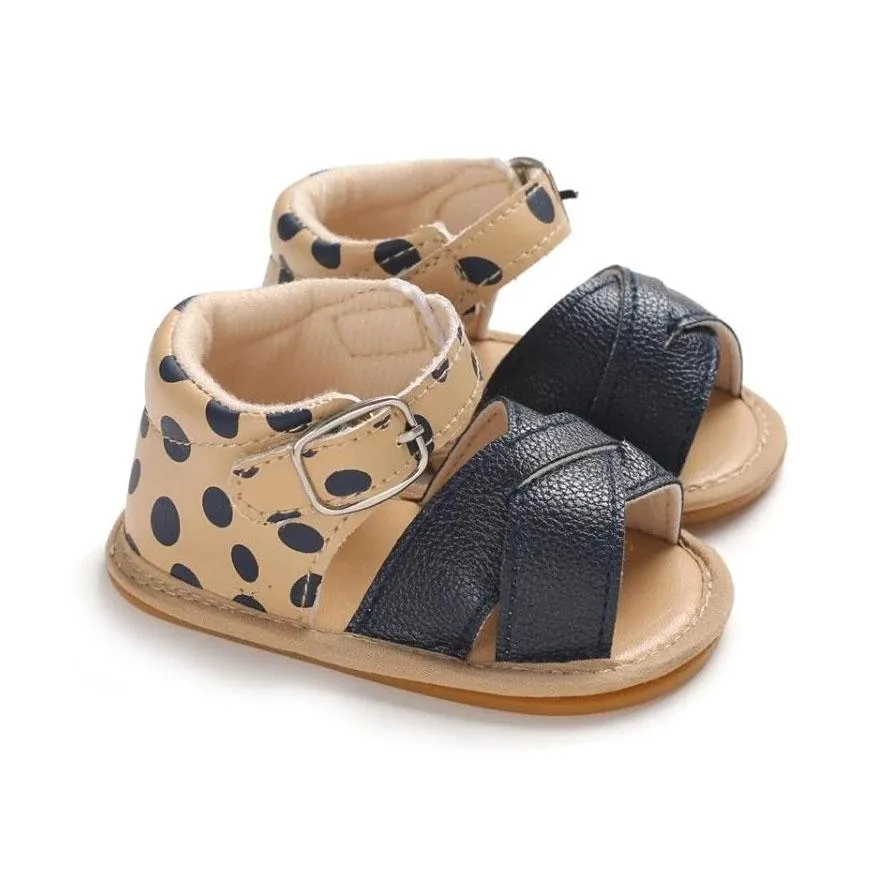 Leopard Leather Crossover Baby Sandals