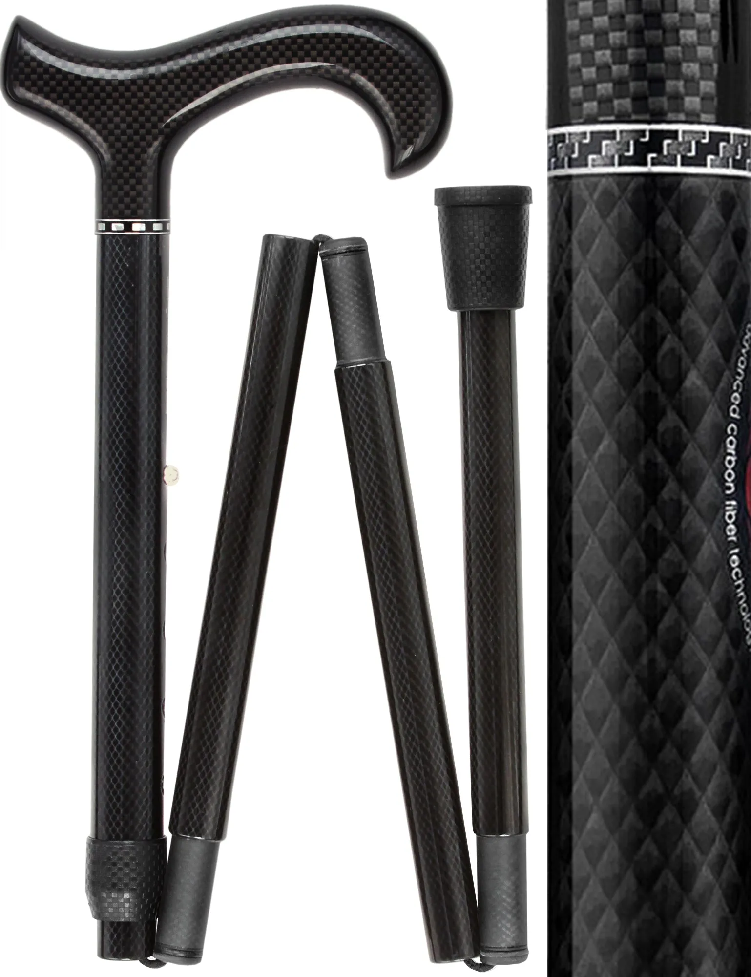 Lightweight Mesh Carbon Fiber Cane - Foldable & Adjust