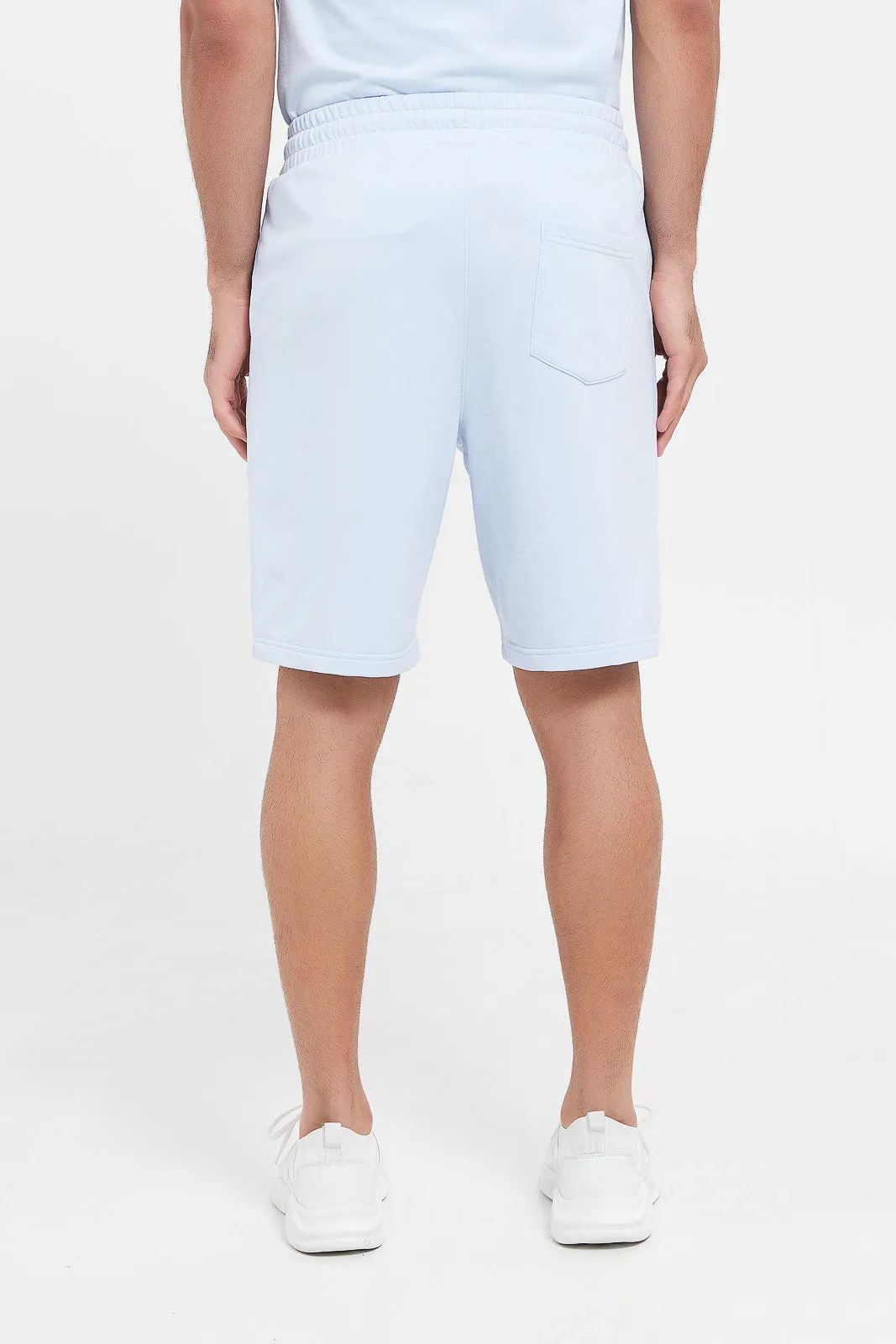 Men Blue Embroidered Lounge Short