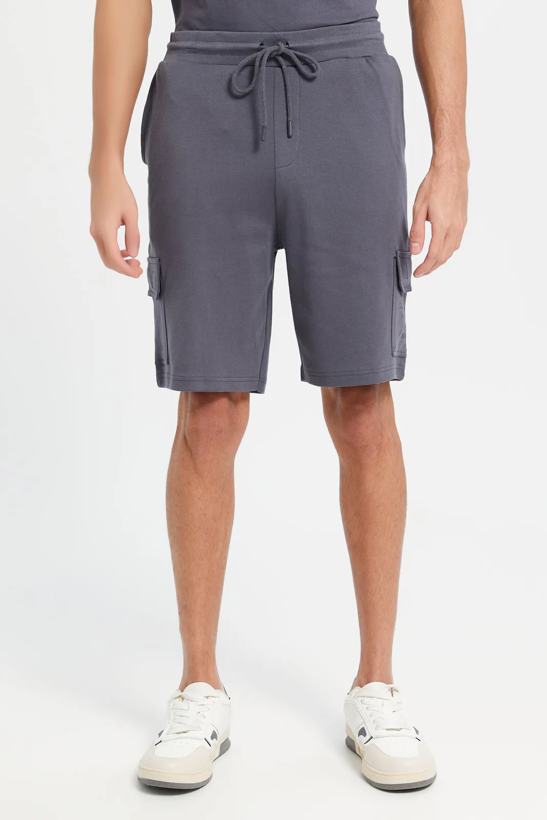 Men Charcoal Cargo Shorts