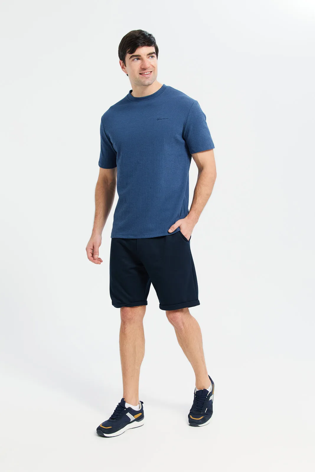 Men Navy Pull On Shorts