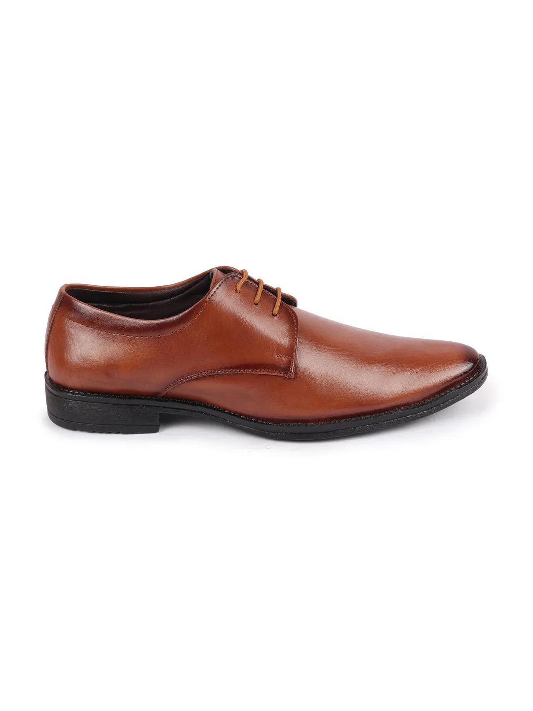 Men Tan Formal Office Work Lace Up Derby Shoes