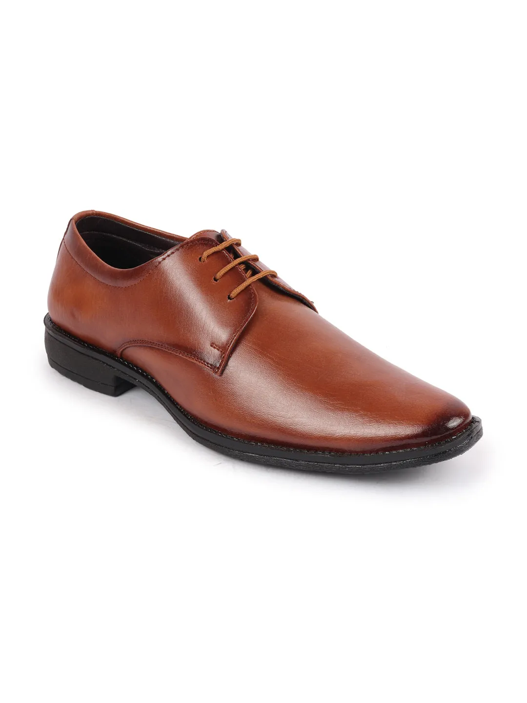 Men Tan Formal Office Work Lace Up Derby Shoes