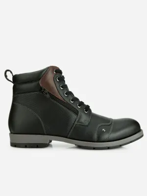 Men's Black Round Toe High Top Boot (IX1036)