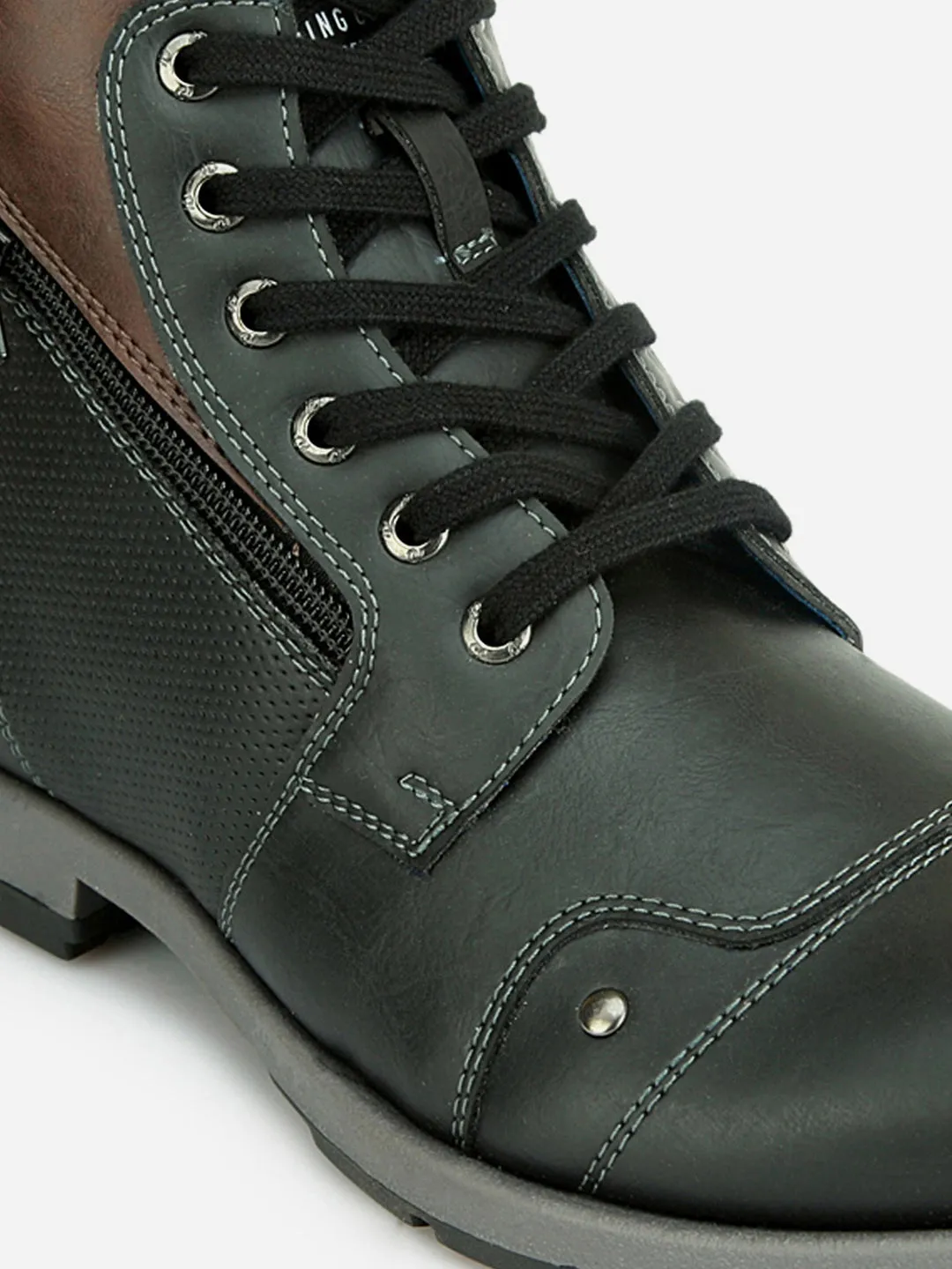 Men's Black Round Toe High Top Boot (IX1036)