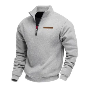 Men's Casual Colorblock Half Zip Stand Collar Long Sleeve Sweatshirt 39895408Y