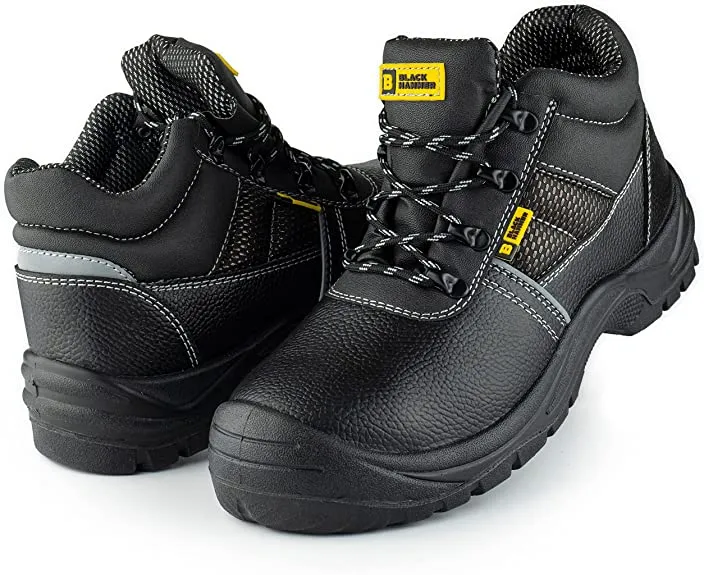 Mens Safety Boots Steel Toe Cap Work Footwear | Black Hammer 1471