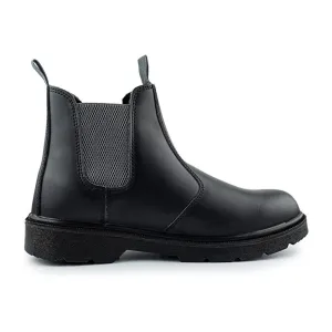 Mens Safety Chelsea Boots Leather Steel Toe Cap | Black Hammer