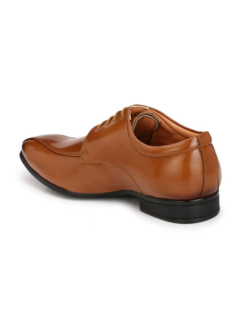 Men's Tan Derby Combination Synthetic Leather Formal Shoes