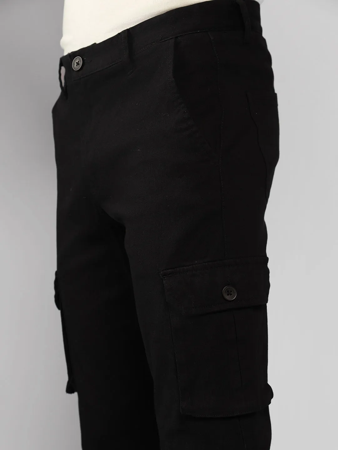 Men's Tapered Fit Cotton Cargo (Black)