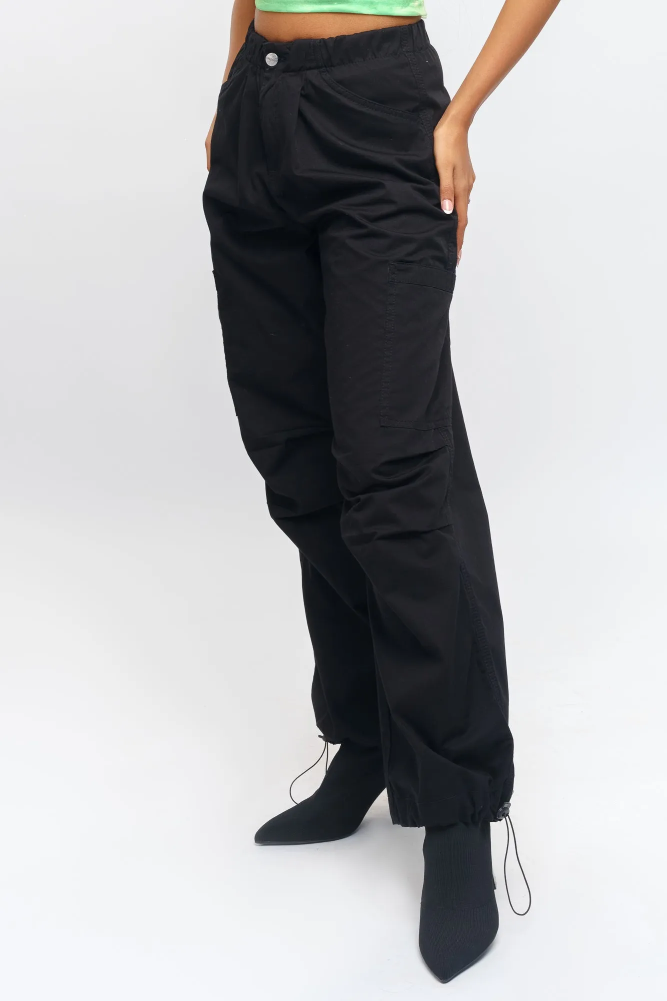 Midnight Black Parachute Pants