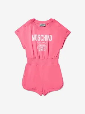 Moschino Girls Milano Logo Playsuit in Pink