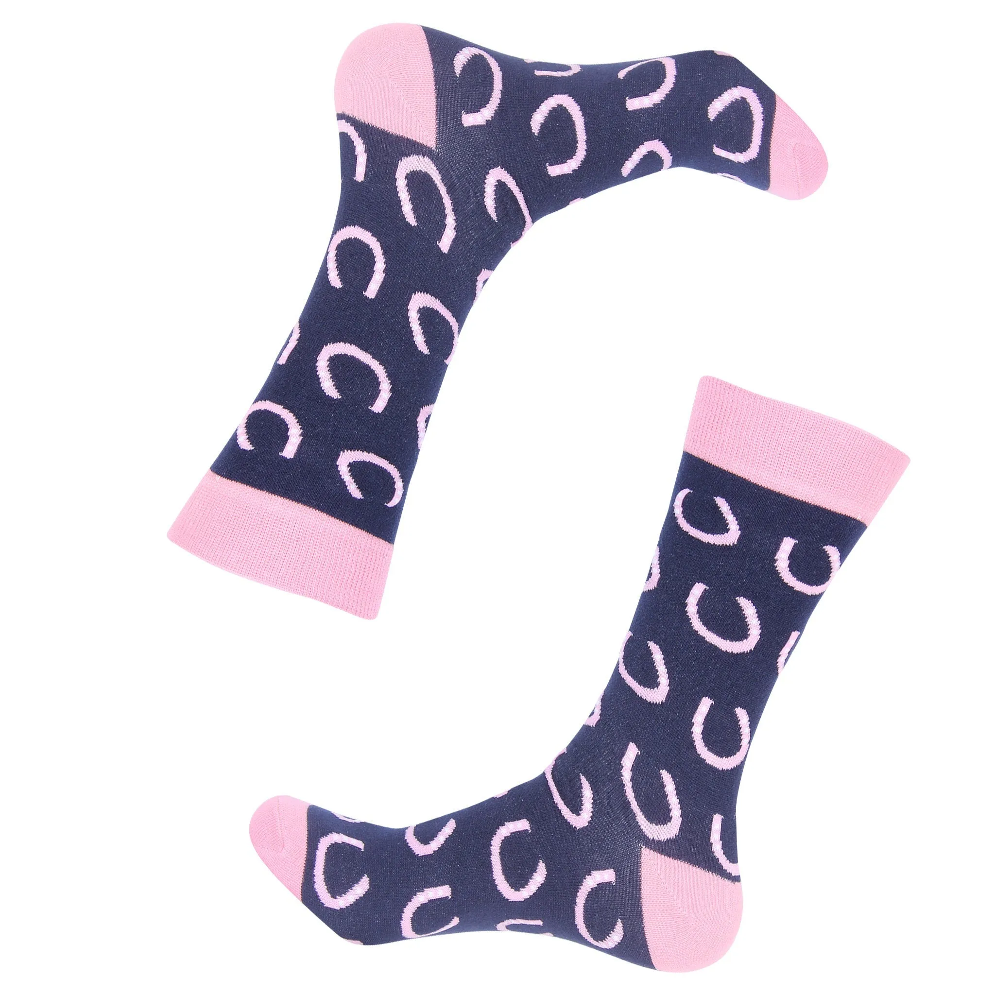 Navy/Pink Horseshoe Sock