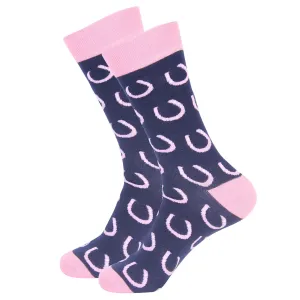 Navy/Pink Horseshoe Sock