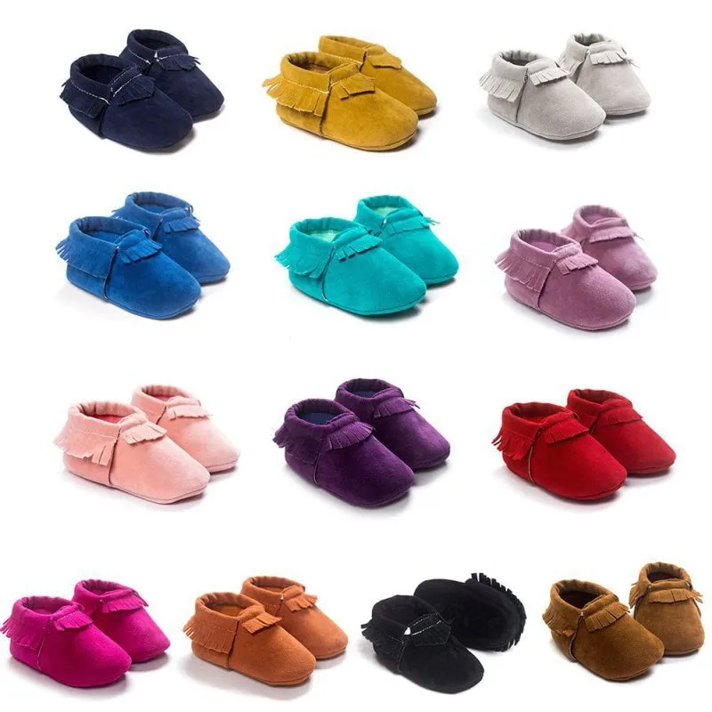 Newborn Toddler Infant Boys Girls Tassel Shoes Toddler Soft Sole Coral Velvet Baby Moccasins Shoes Baby Crib Shoes PU