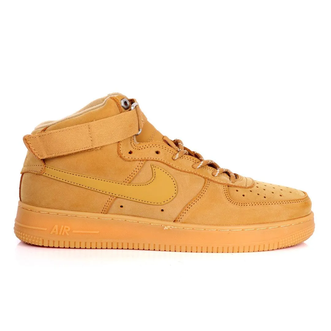 NK Force 1 High Wheat-Gum Light Brown Sneakers