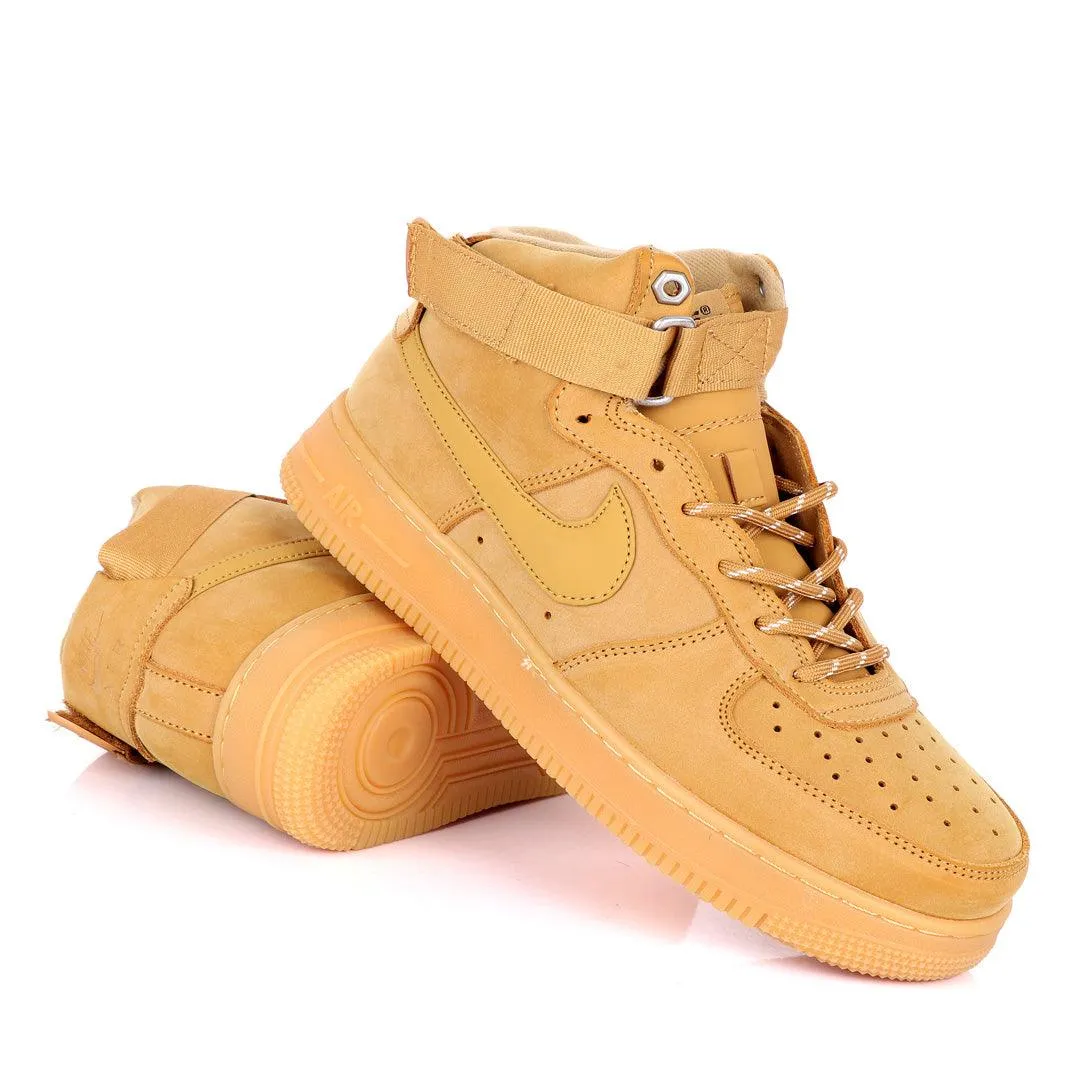 NK Force 1 High Wheat-Gum Light Brown Sneakers