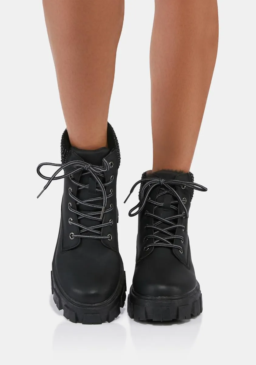 Noir All This Trouble Combat Boots