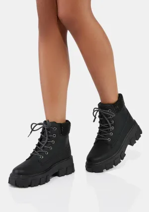 Noir All This Trouble Combat Boots