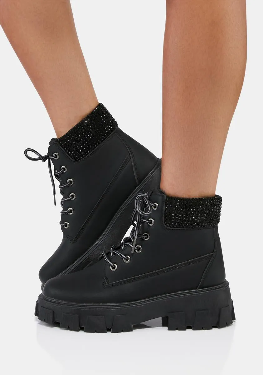 Noir All This Trouble Combat Boots