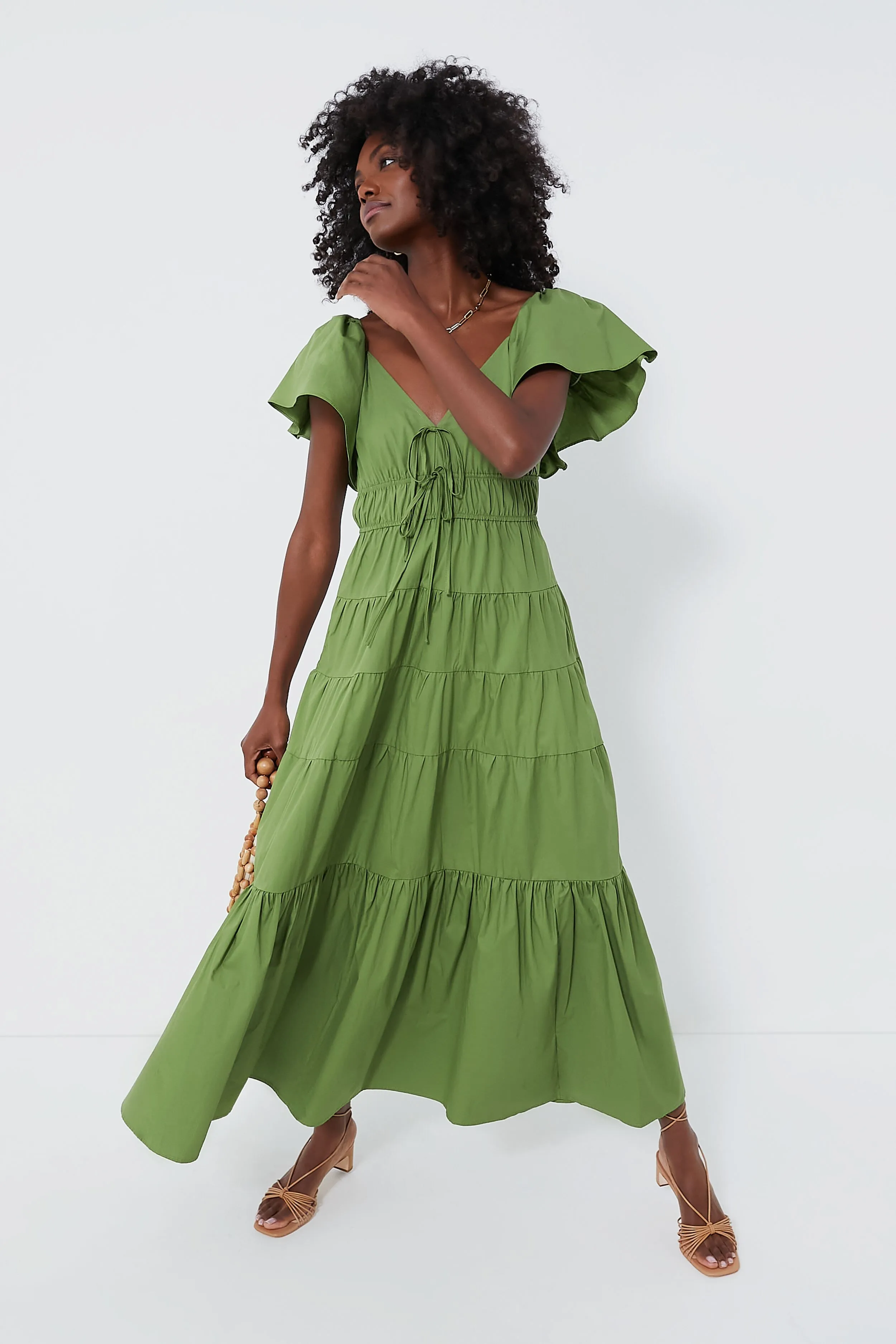 Olive V-Neck Maxi Dress