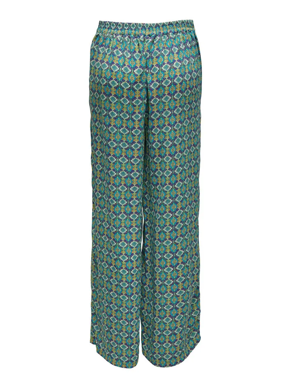 Onlalma Life Poly Palazzo Pant Aop - Blauw Dessin