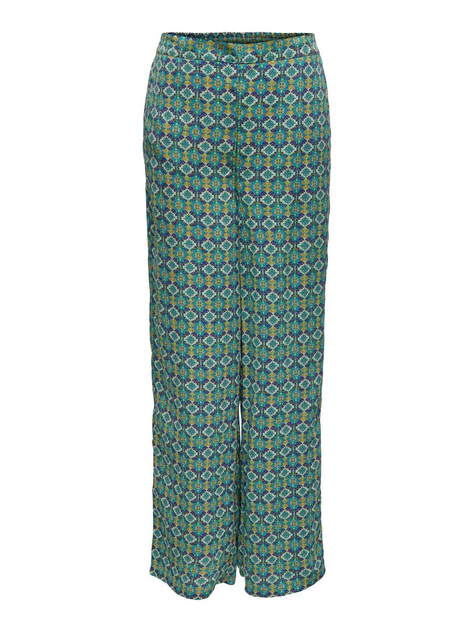 Onlalma Life Poly Palazzo Pant Aop - Blauw Dessin