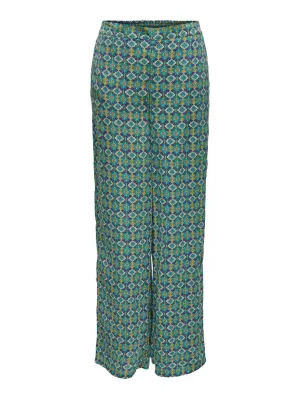 Onlalma Life Poly Palazzo Pant Aop - Blauw Dessin