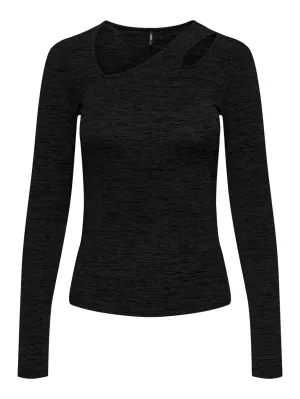 Onlroma L/s Shine Cut-out Top Jrs - Zwart