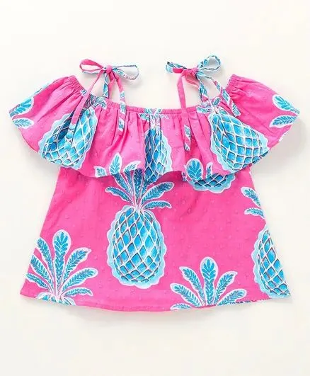 Pineapple Frill and Strap Top Skirt Set