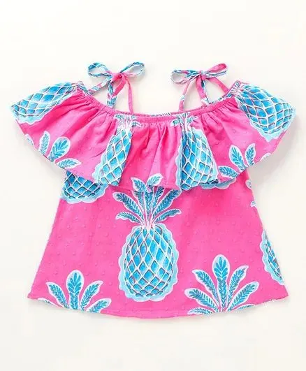 Pineapple Frill and Strap Top Skirt Set