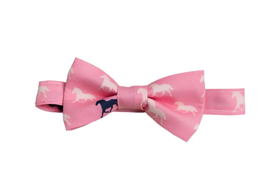 Pink Derby Horses Bow Tie