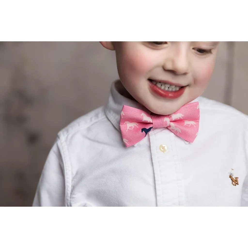 Pink Derby Horses Bow Tie