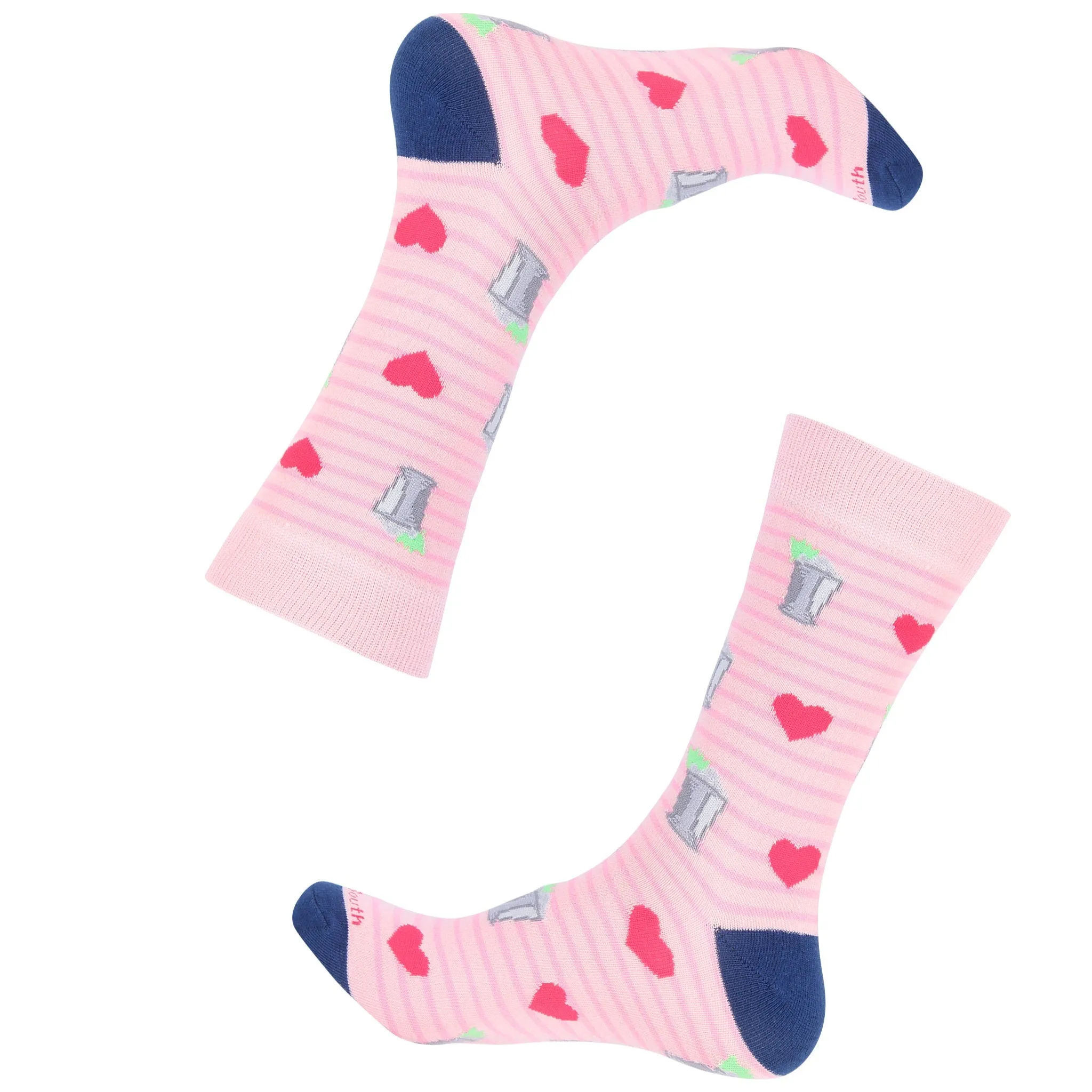 Pink Striped Mint Julep/Heart Sock