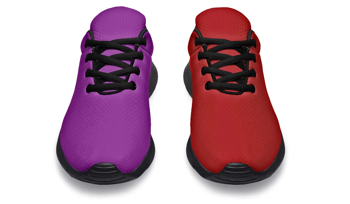 Purple And Red Mismatch Sneakers