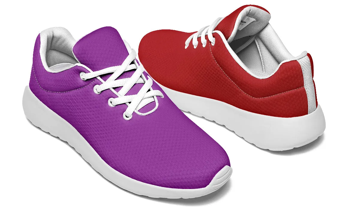 Purple And Red Mismatch Sneakers