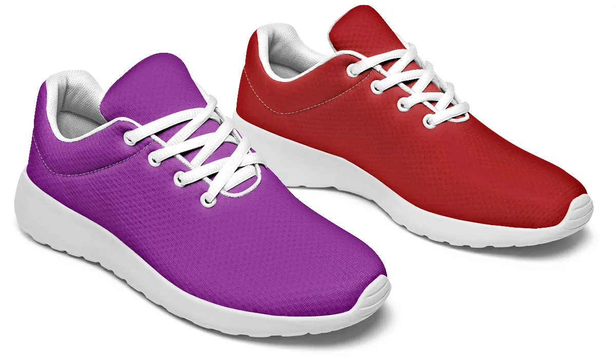 Purple And Red Mismatch Sneakers