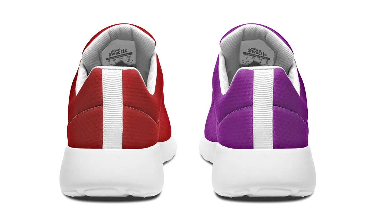 Purple And Red Mismatch Sneakers