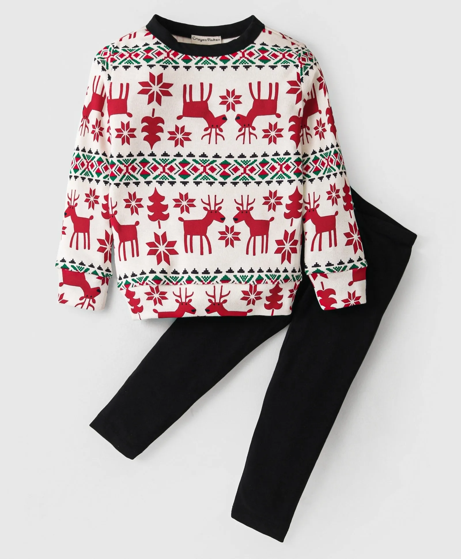 Reindeer Printed Top with Leggings Set