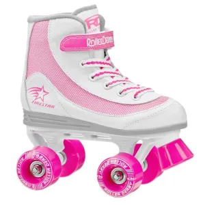 Roller Derby Firestar White/Pink Skates Size Junior 12