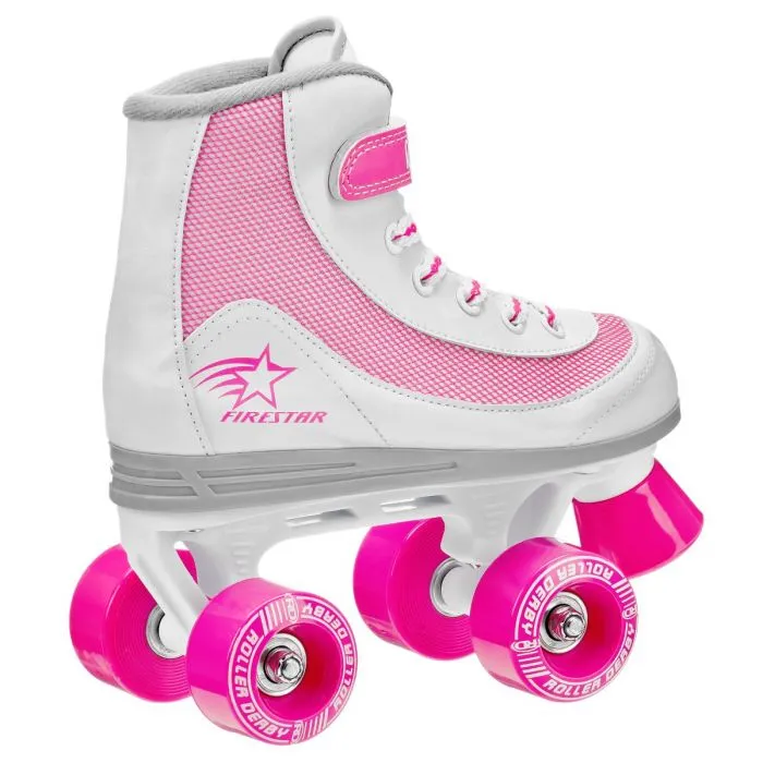 Roller Derby Firestar White/Pink Skates Size Junior 12