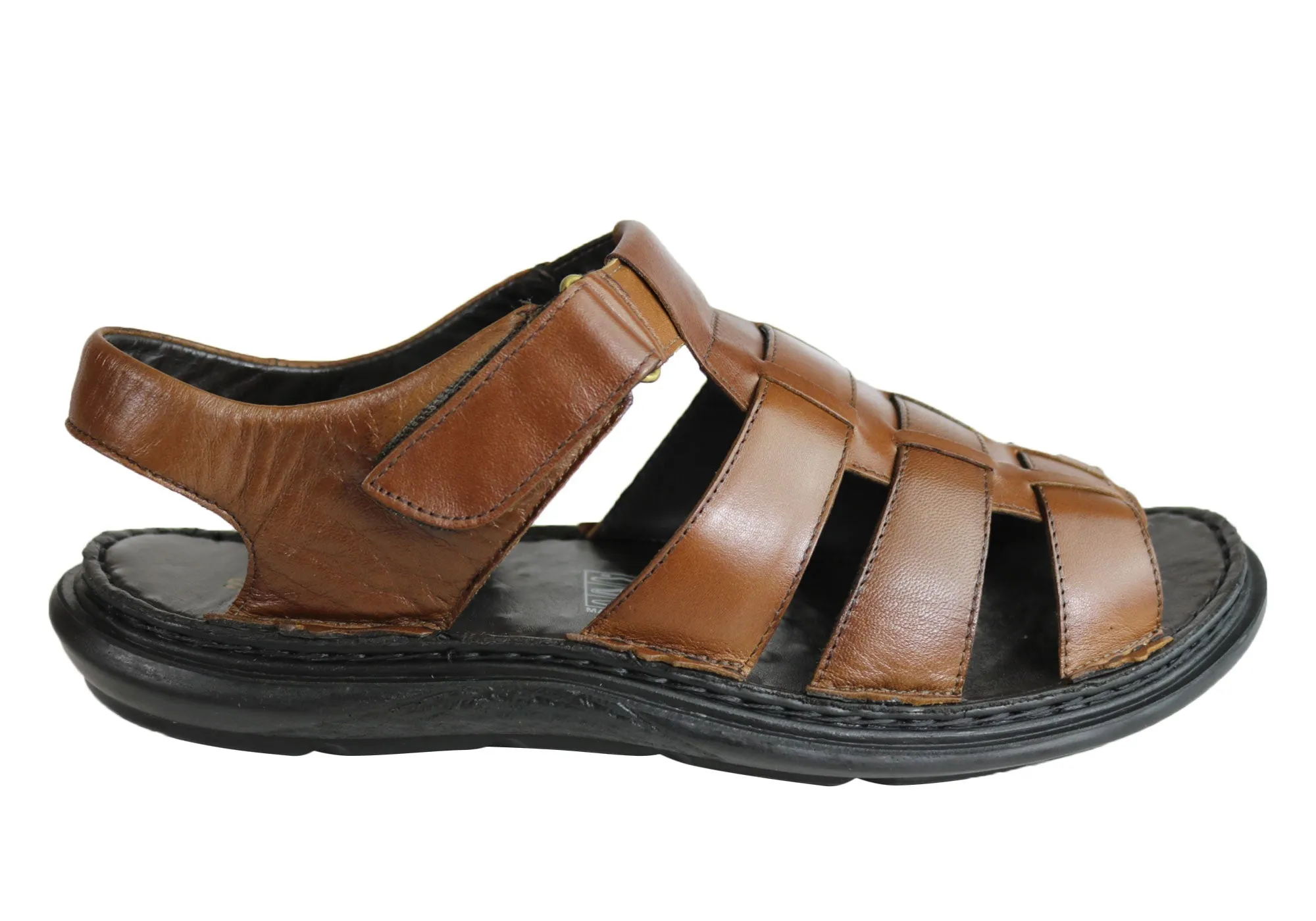 Savelli Kain Mens Leather Comfortable Cushioned Sandals Made In Brazil